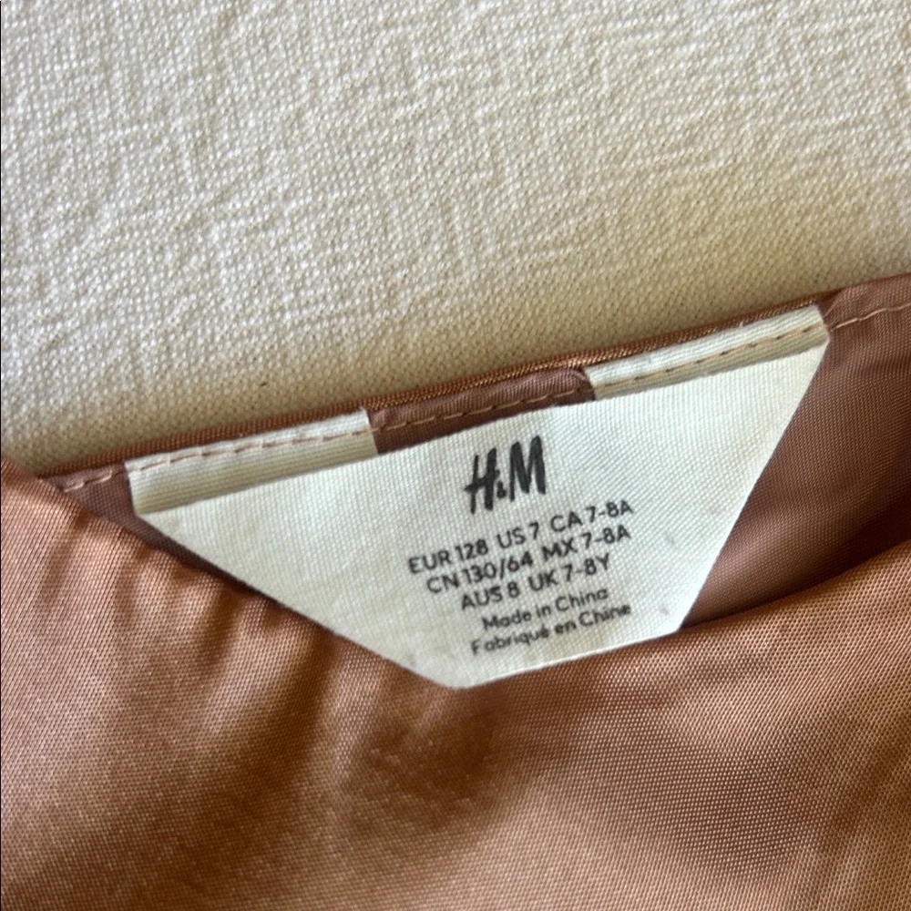 H&M Brown Kids Sleeveless Dress with Gold Stars - Size 7-8